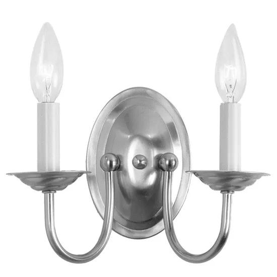 Home Basics 2 Light 9.75 inch Brushed Nickel Double Sconce Wall Light
