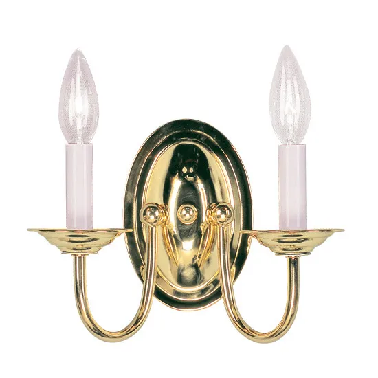 Home Basics 2 Light 9.75 inch Polished Brass Double Sconce Wall Light