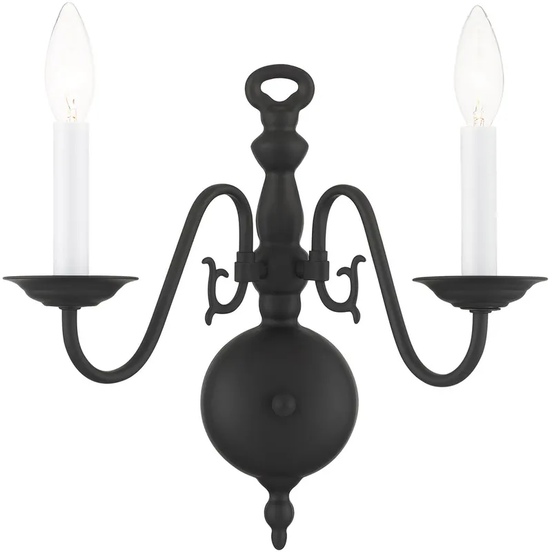 Williamsburgh 2 Light 12.75 inch Black Double Sconce Wall Light