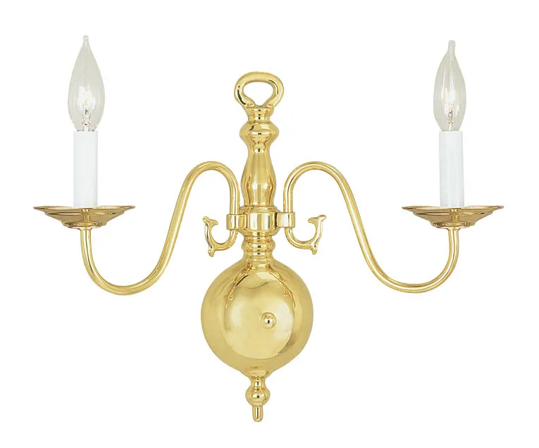 Williamsburgh 2 Light 12.75 inch Polished Brass Double Sconce Wall Light