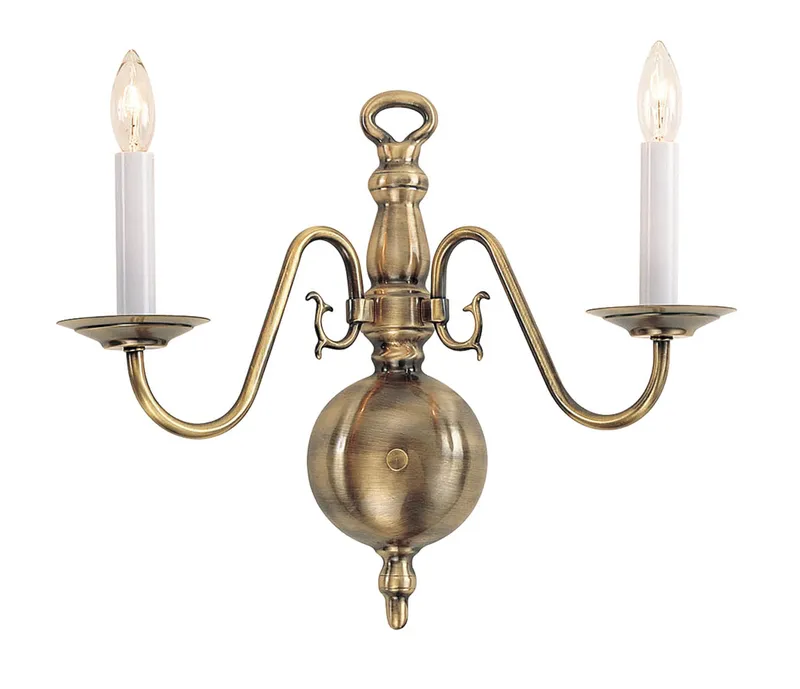 Williamsburgh 2 Light 12.75 inch Antique Brass Double Sconce Wall Light