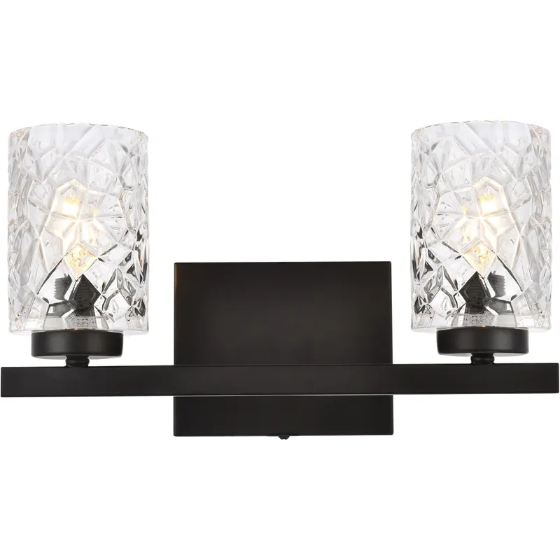 Cassie 2 Light 14 inch Black Bath Sconce Wall Light