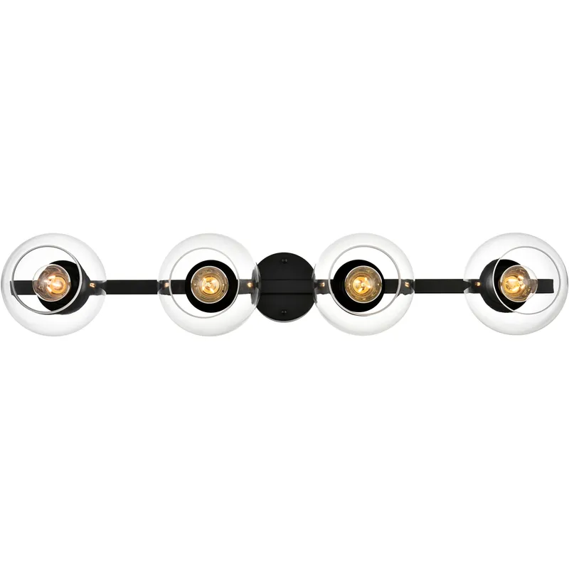 Rogelio 4 Light 37 inch Black Bath Sconce Wall Light