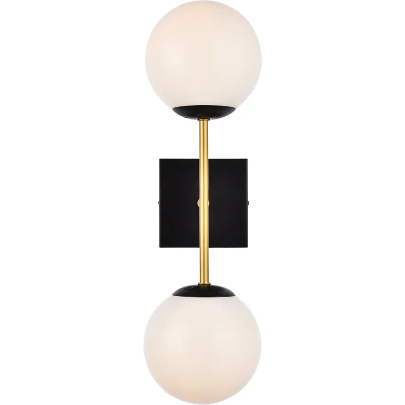 Neri 2 Light 6.7 inch Black and Brass Bath Sconce Wall Light