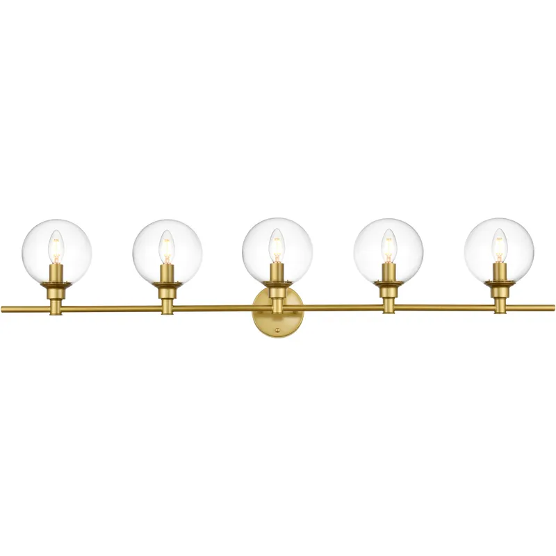 Jaelynn 5 Light 47 inch Brass Bath Sconce Wall Light