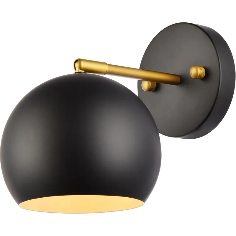 Othello 1 Light 9.1 inch Black and Brass Bath Sconce Wall Light