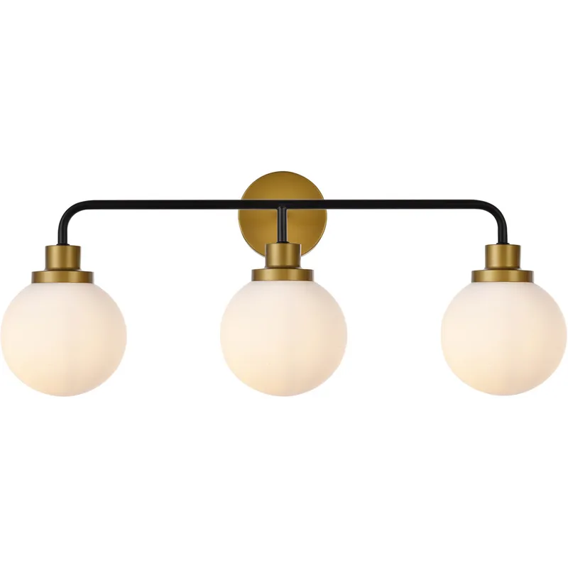 Hanson 3 Light 28 inch Black and Brass Bath Sconce Wall Light in Brass and Black