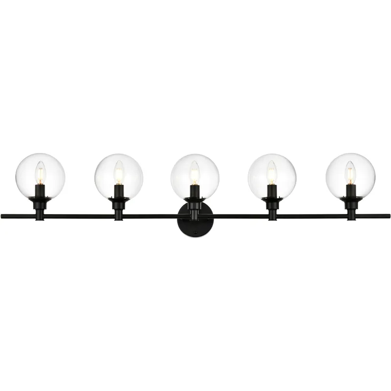 Jaelynn 5 Light 47 inch Black Bath Sconce Wall Light