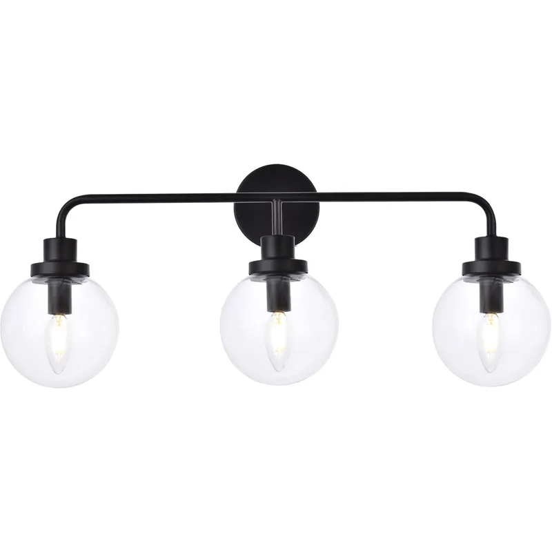 Hanson 3 Light 28 inch Black Bath Sconce Wall Light