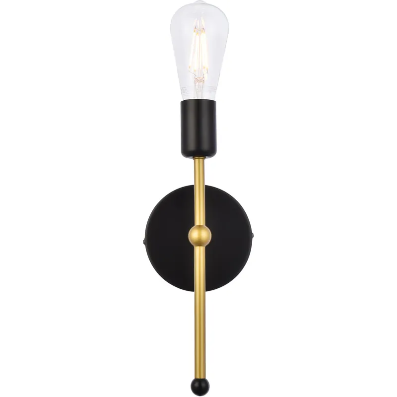 Keely 1 Light 4.7 inch Black and Brass Bath Sconce Wall Light