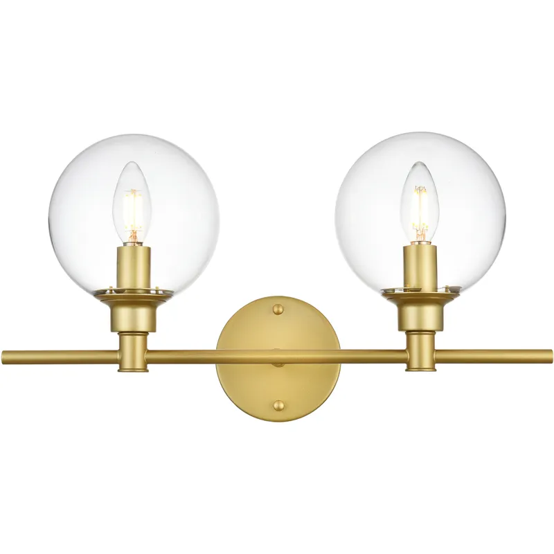 Jaelynn 2 Light 19 inch Brass Bath Sconce Wall Light