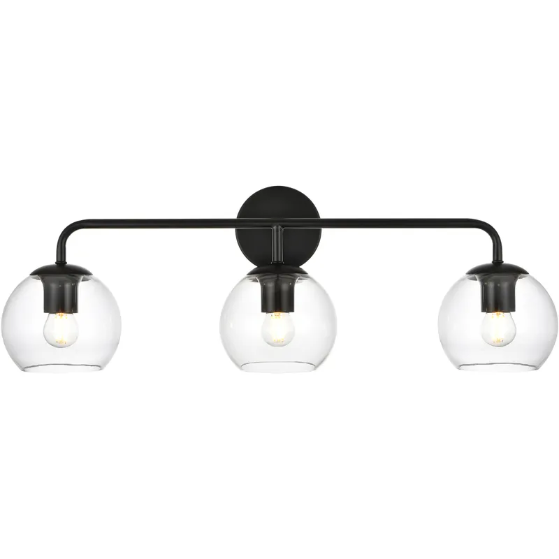 Genesis 3 Light 28 inch Black Bath Sconce Wall Light