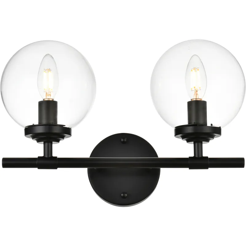 Ingrid 2 Light 15 inch Black Bath Sconce Wall Light