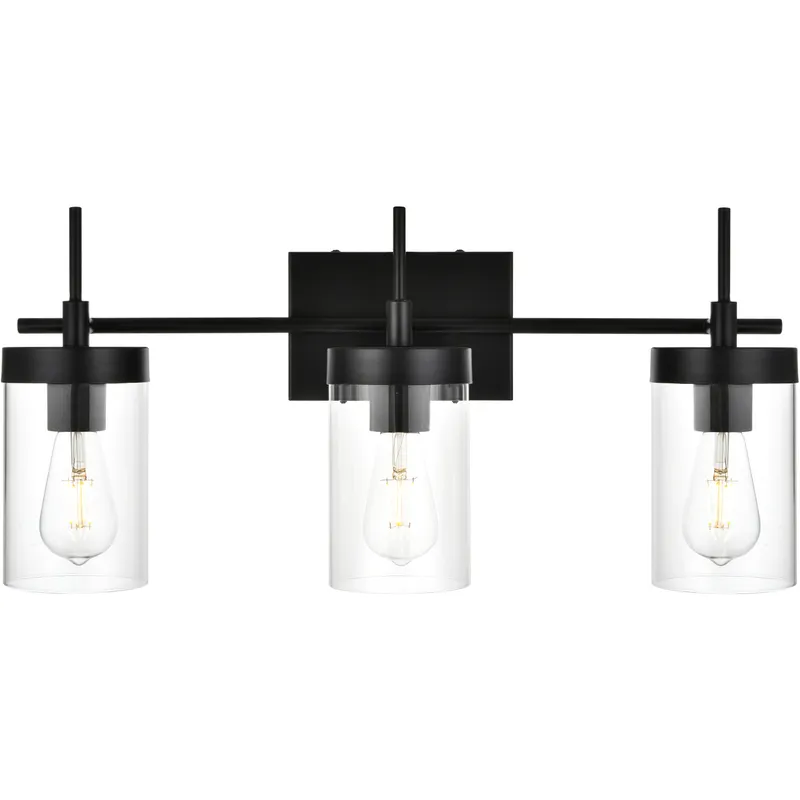 Benny 3 Light 24 inch Black Bath Sconce Wall Light