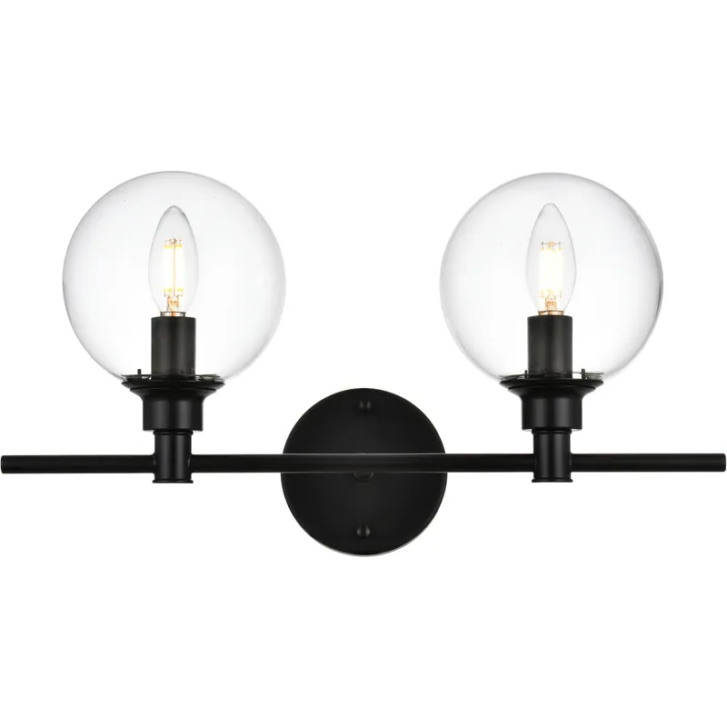 Jaelynn 2 Light 19 inch Black Bath Sconce Wall Light