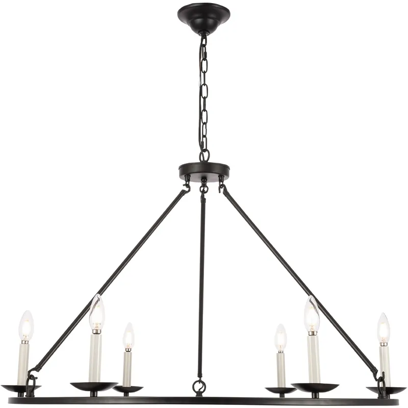 Maine 6 Light 36 inch Black Chandelier Ceiling Light