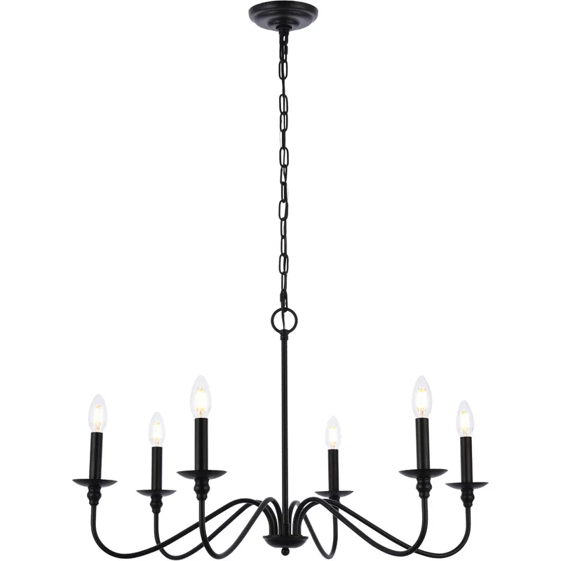 Rohan 6 Light 30 inch Matte Black Chandelier Ceiling Light