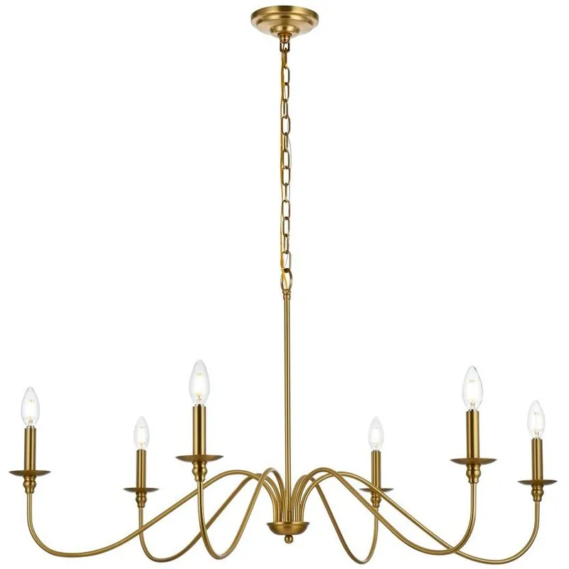 Rohan 6 Light 42 inch Satin Gold Chandelier Ceiling Light