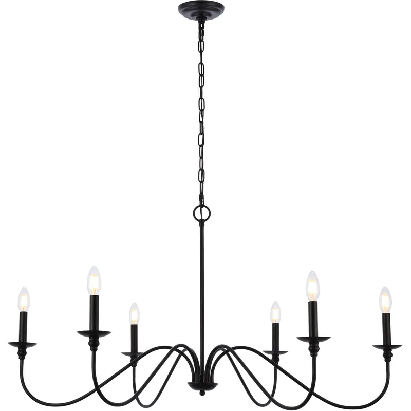 Rohan 6 Light 42 inch Matte Black Chandelier Ceiling Light