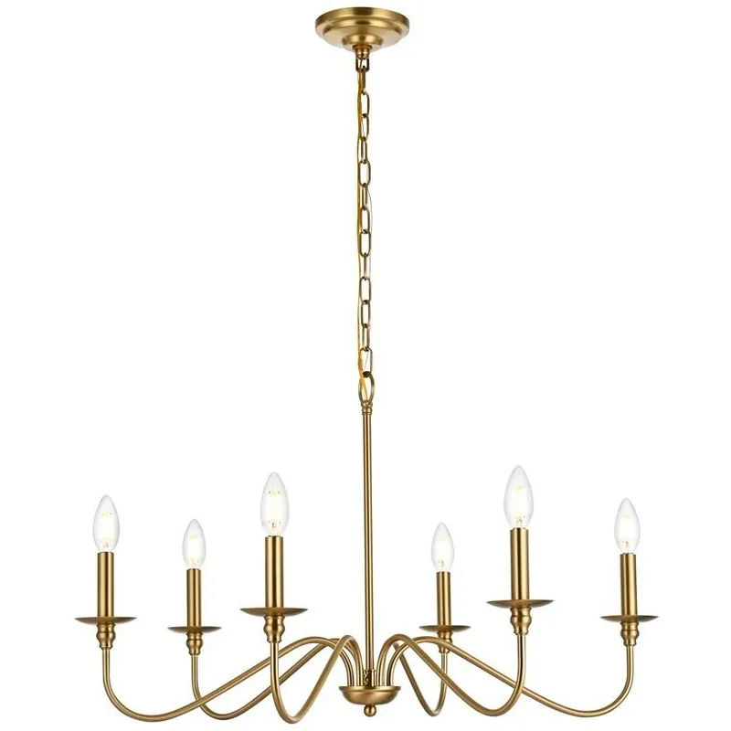 Rohan 6 Light 30 inch Satin Gold Chandelier Ceiling Light