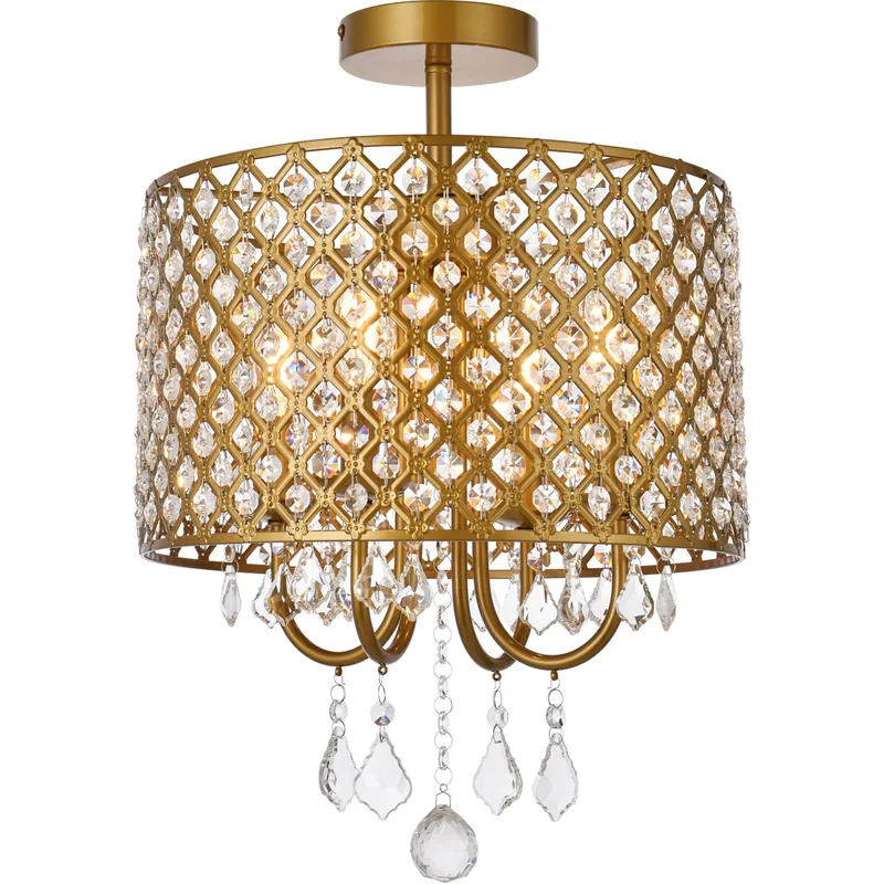 Elise 4 Light 14 inch Brass Flush Mount Ceiling Light