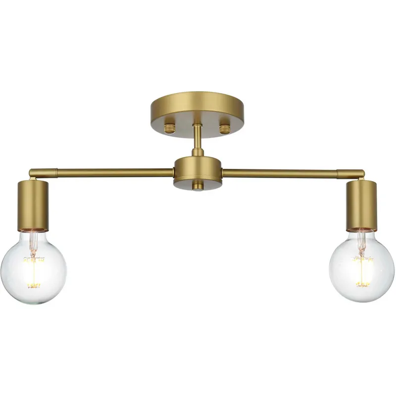 Zane 2 Light 5 inch Satin Gold Flush Mount Ceiling Light
