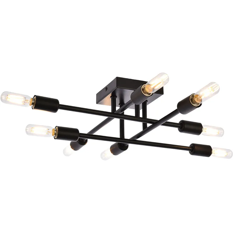 Script 8 Light 19.1 inch Black Flush Mount Ceiling Light