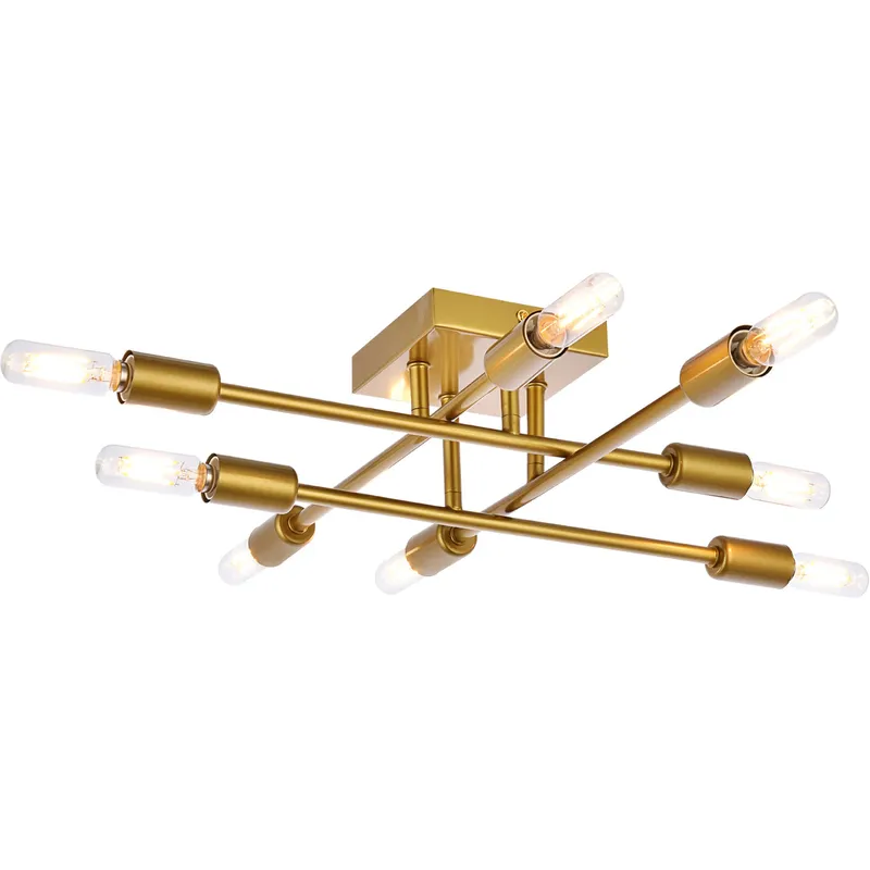 Script 8 Light 19.1 inch Brass Flush Mount Ceiling Light