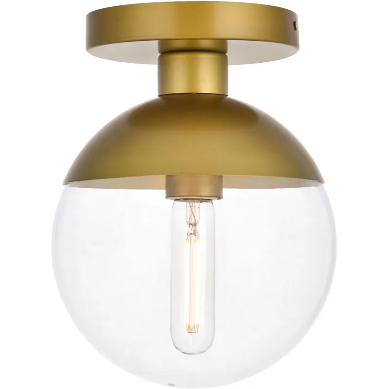 Eclipse 1 Light 8 inch Brass Flush Mount Ceiling Light