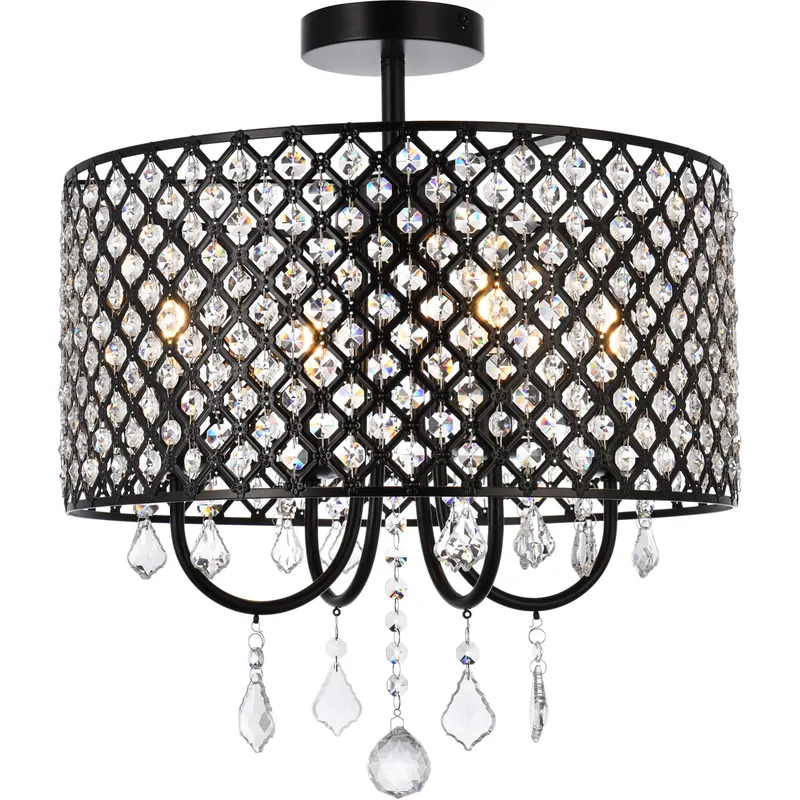 Elise 4 Light 17 inch Black Flush Mount Ceiling Light