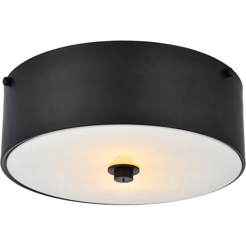 Hazen 2 Light 12 inch Flat Black and White Flush Mount Ceiling Light