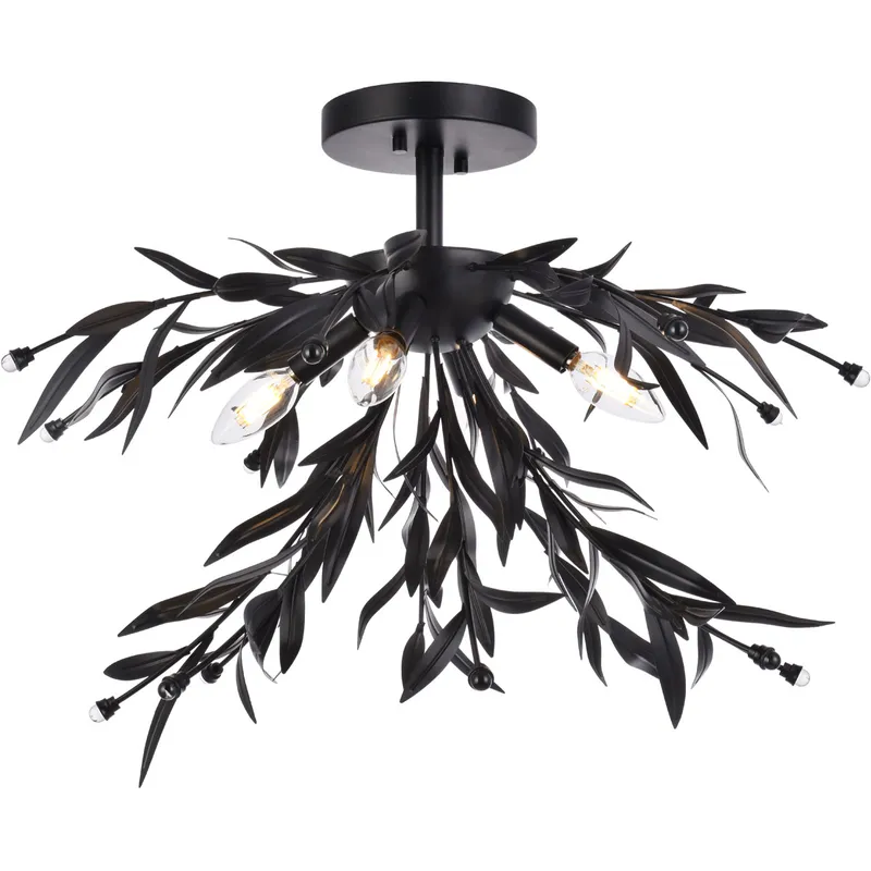Priscilla 4 Light 23 inch Black Flush Mount Ceiling Light