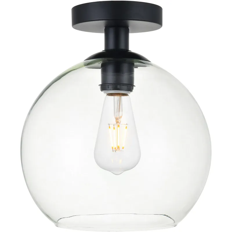 Baxter 1 Light 9.8 inch Black Flush Mount Ceiling Light
