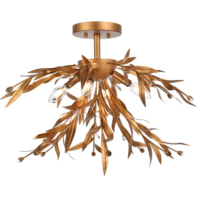 Priscilla 4 Light 23 inch Gold Leaf Flush Mount Ceiling Light