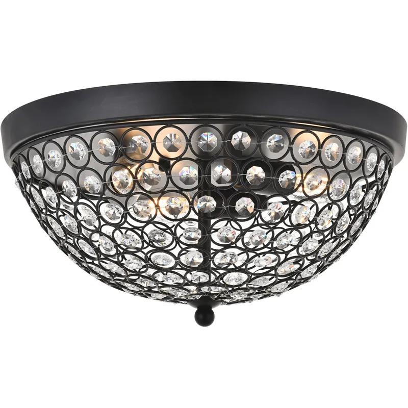 Taye 3 Light 13.5 inch Matte Black Flush Mount Ceiling Light