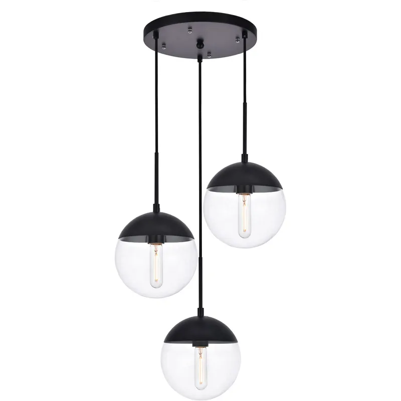 Eclipse 3 Light 18 inch Black Pendant Ceiling Light