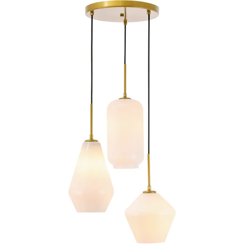 Gene 3 Light 17.3 inch Brass Pendant Ceiling Light