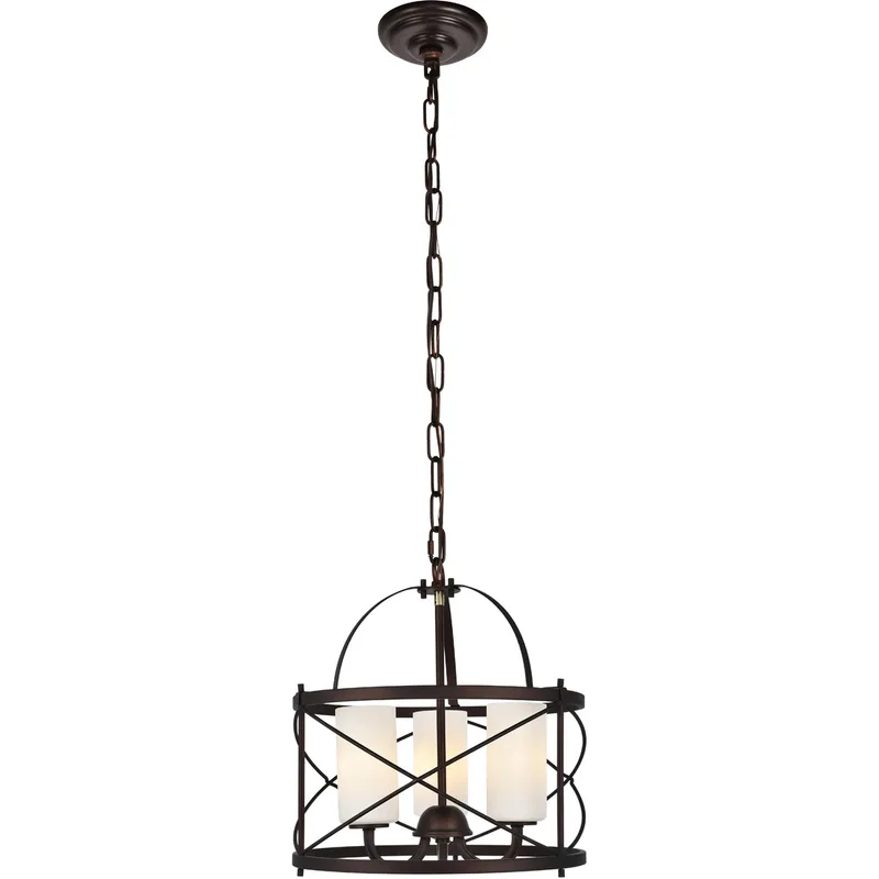 Wren 3 Light 15.8 inch Dark Copper Brown and White Pendant Ceiling Light