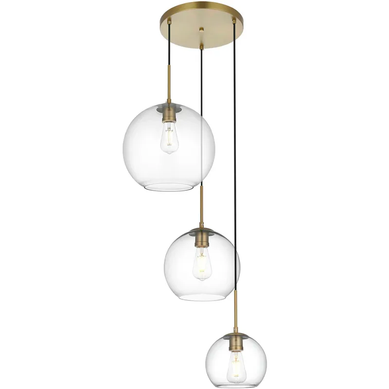 Baxter 3 Light 21 inch Satin Gold Pendant Ceiling Light