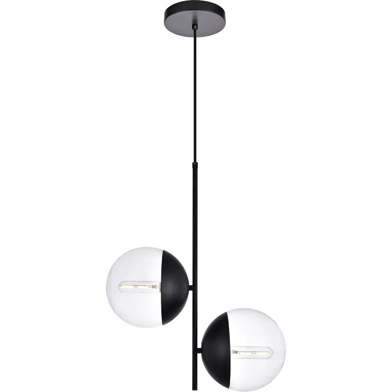 Eclipse 2 Light 17 inch Black Pendant Ceiling Light