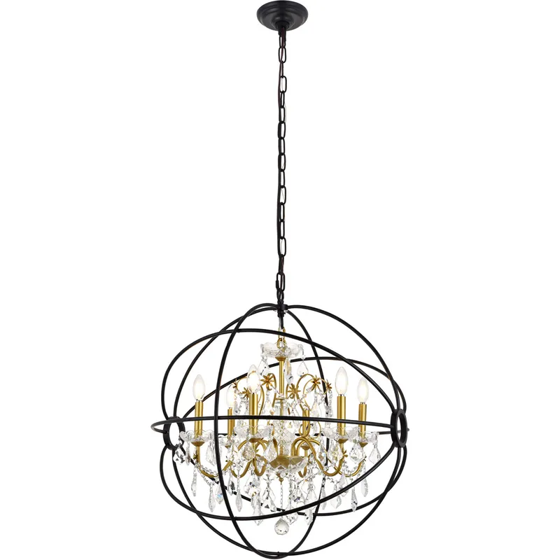 Cordelia 6 Light 25.5 inch Black and Gold Pendant Ceiling Light
