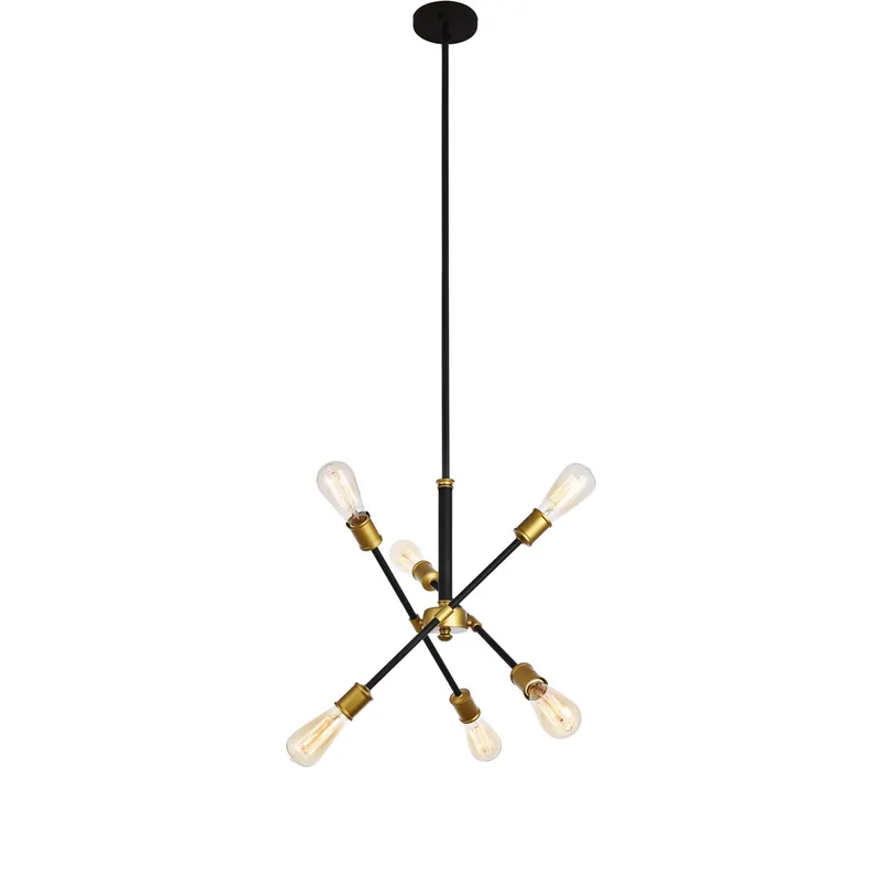 Axel 6 Light 17.1 inch Black and Brass Pendant Ceiling Light