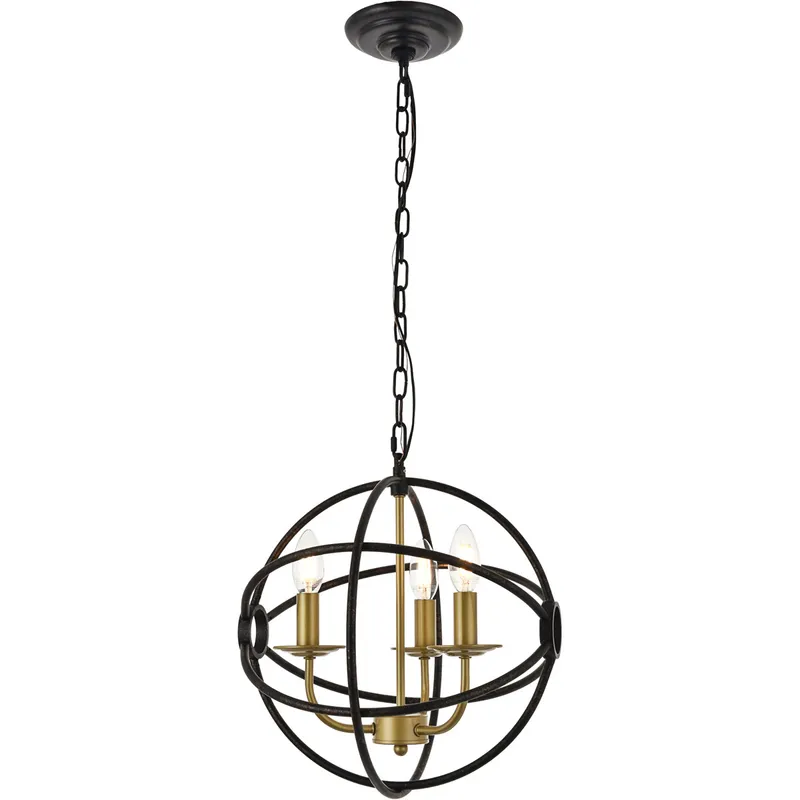 Octavia 3 Light 13.8 inch Brass and Dark Brown Pendant Ceiling Light