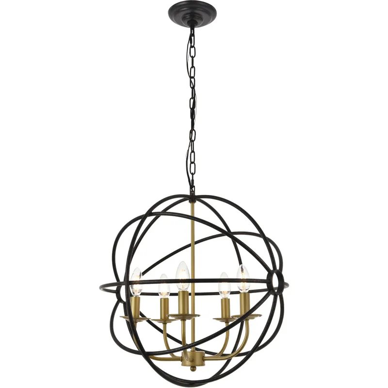 Octavia 5 Light 19.7 inch Brass and Dark Brown Pendant Ceiling Light