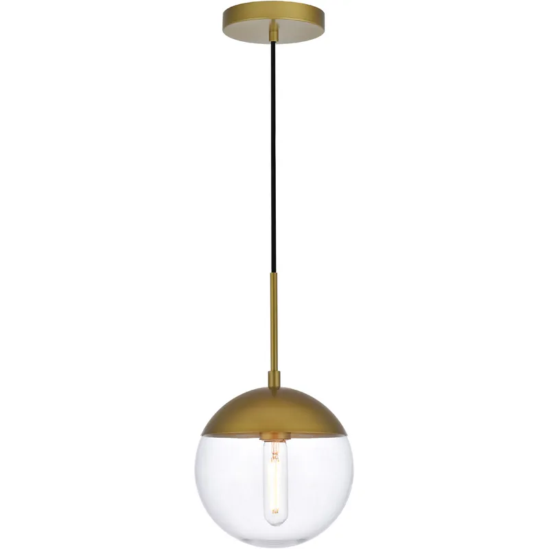 Eclipse 1 Light 8 inch Brass Pendant Ceiling Light