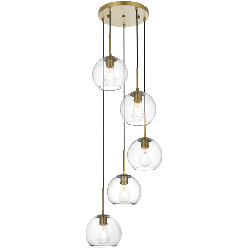 Baxter 5 Light 18 inch Satin Gold Pendant Ceiling Light