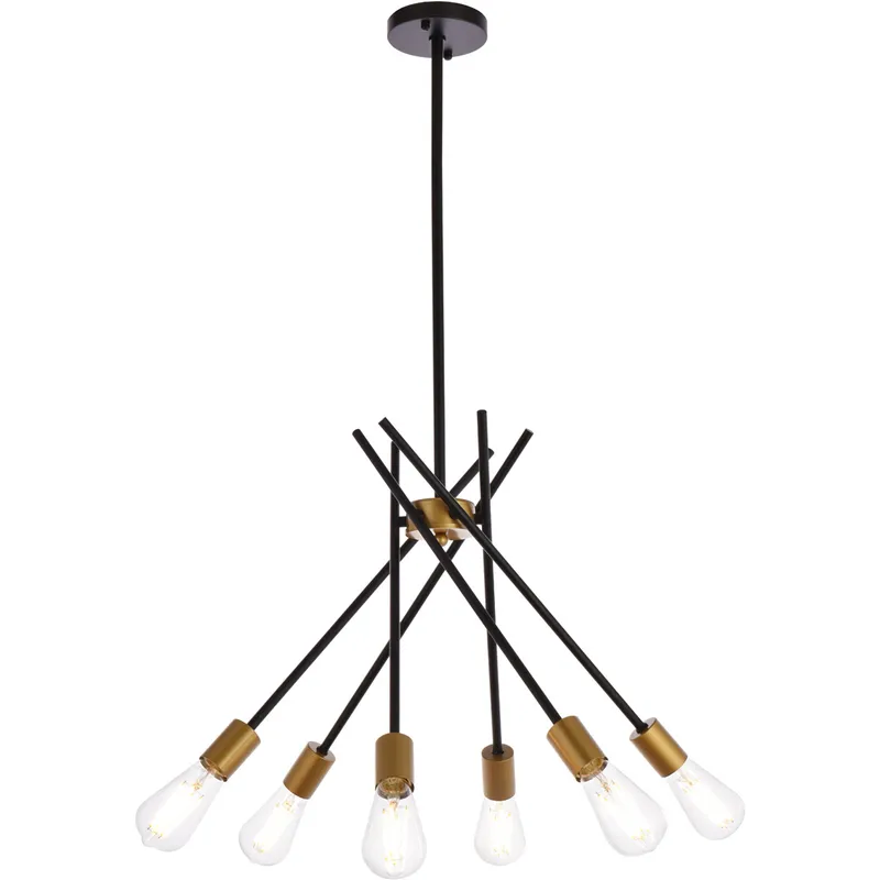 Lucca 6 Light 23 inch Black and Brass Pendant Ceiling Light