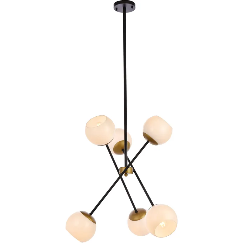 Axl 6 Light 24 inch Black and Brass Pendant Ceiling Light