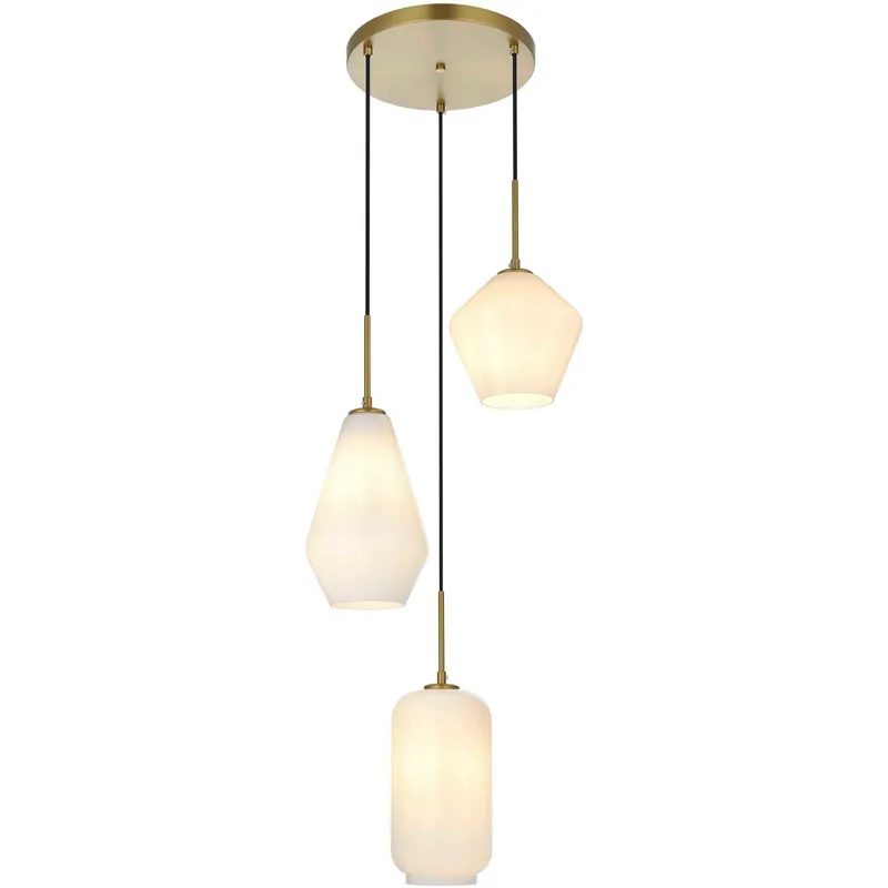 Gene 3 Light 17 inch Satin Gold Pendant Ceiling Light