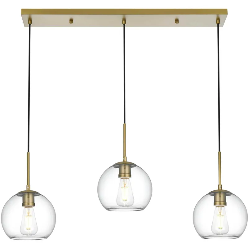 Baxter 3 Light 36 inch Satin Gold Linear Pendant Ceiling Light